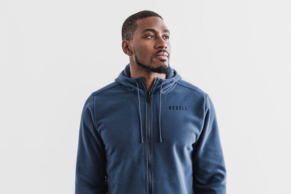 NOBULL Men's Arctic Zip-Up Jackets - Steel Blue - Ireland (1407AXHLU)